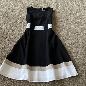 Black/White/Tan Calvin Klein A-line Dress- size 6!